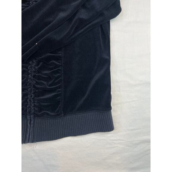 Plush & Lush Sweater Womens Small Black Full Zip Hooded Casual Cottage Active - Picture 2 of 8